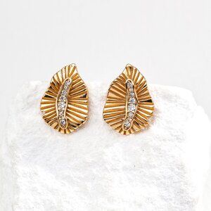 🌿 Artisan Original Design Sculptural Fluted Leaf Stud Earrings | S925